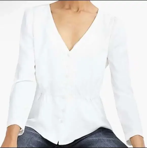 J. Crew Satin Long Sleeve Peplum Blouse Sz6 Ivory Old Money Lux - Picture 1 of 8